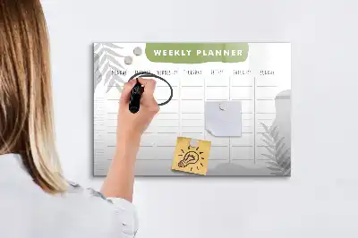 Magnetic glass dry erase board weekly planner