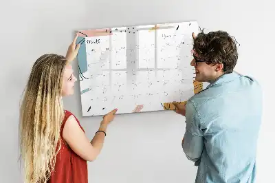Magnetic glass dry erase board business organizer