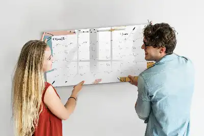 Magnetic glass dry erase board business organizer
