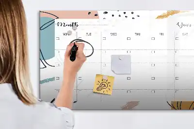 Magnetic glass dry erase board business organizer