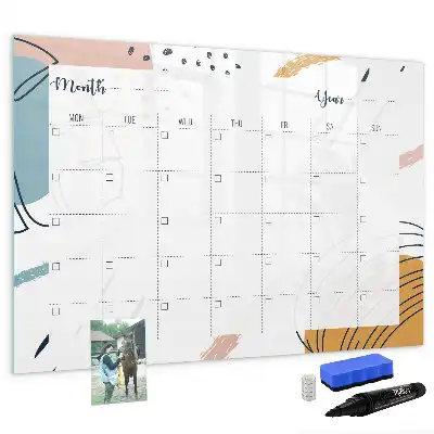 Magnetic glass dry erase board business organizer