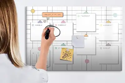 Magnetic glass dry erase board weekly planner