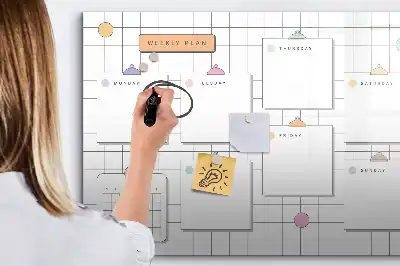 Magnetic glass dry erase board weekly planner