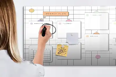 Magnetic glass dry erase board weekly planner