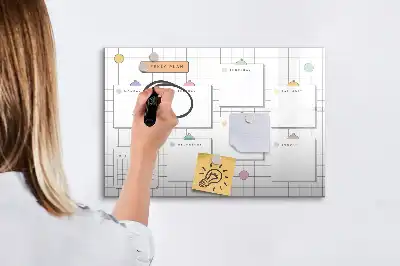 Magnetic glass dry erase board weekly planner