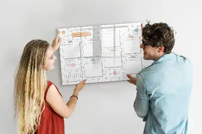 Magnetic glass dry erase board weekly planner