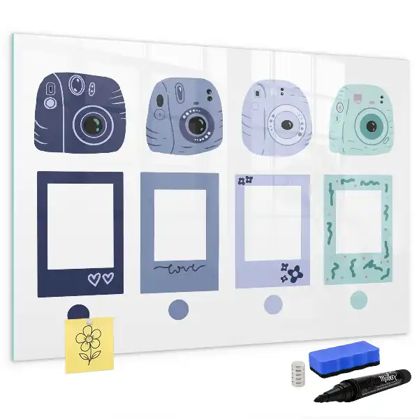 Magnetic marker board with Polaroid frames