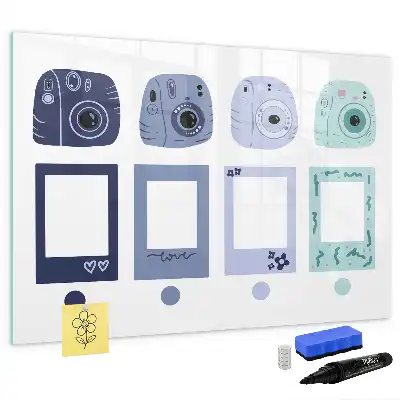 Magnetic marker board with Polaroid frames