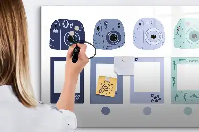 Magnetic marker board with Polaroid frames