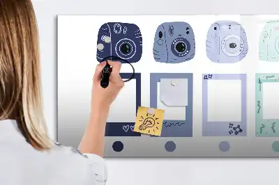 Magnetic marker board with Polaroid frames