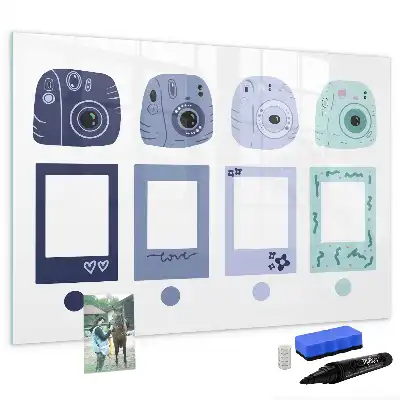 Magnetic marker board with Polaroid frames