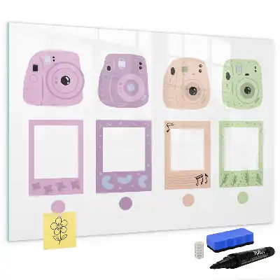 Magnetic glass dry erase board camera set