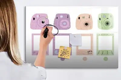 Magnetic glass dry erase board camera set