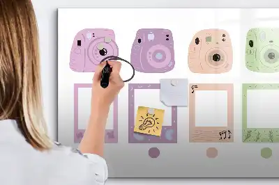 Magnetic glass dry erase board camera set
