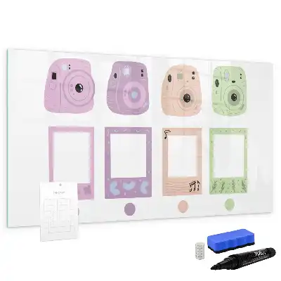 Magnetic glass dry erase board camera set