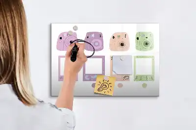 Magnetic glass dry erase board camera set