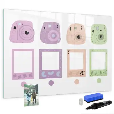 Magnetic glass dry erase board camera set