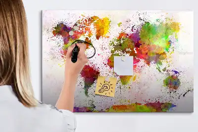 Magnetic marker board watercolor world map design