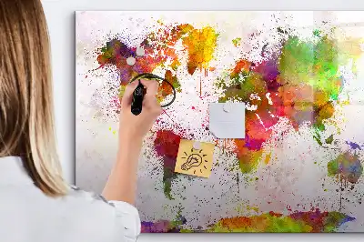 Magnetic marker board watercolor world map design