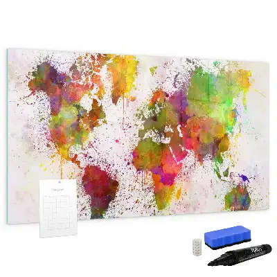 Magnetic marker board watercolor world map design