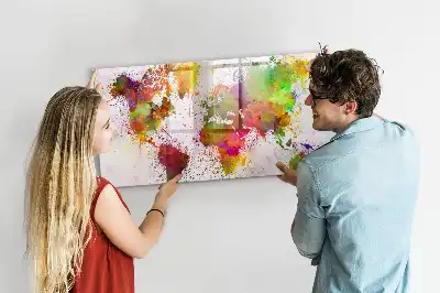 Magnetic marker board watercolor world map design