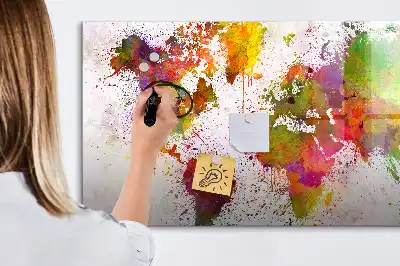 Magnetic marker board watercolor world map design