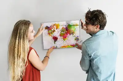 Magnetic marker board watercolor world map design