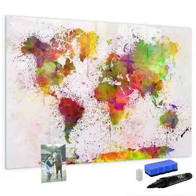 Magnetic marker board watercolor world map design