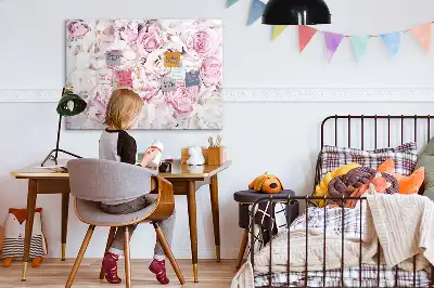 Magnetic Glass Dry Erase Board with decorative flowers