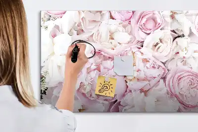 Magnetic Glass Dry Erase Board with decorative flowers