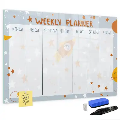 Magnetic weekly planner board with marker