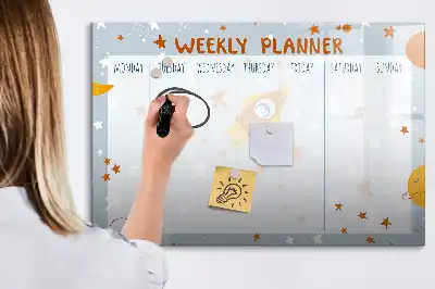 Magnetic weekly planner board with marker