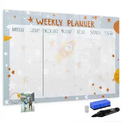Magnetic weekly planner board with marker