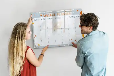 Magnetic weekly planner board with marker