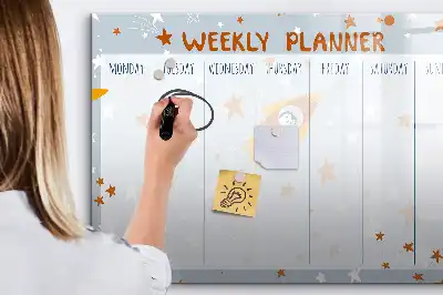 Magnetic weekly planner board with marker