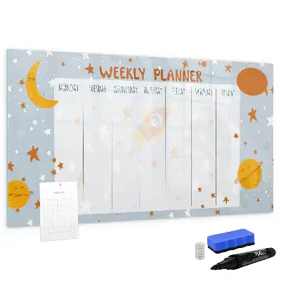 Magnetic weekly planner board with marker