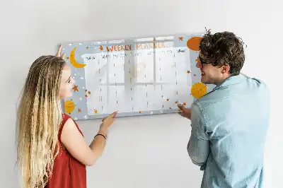 Magnetic weekly planner board with marker