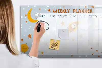 Magnetic weekly planner board with marker