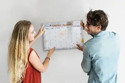 Magnetic weekly planner board with marker