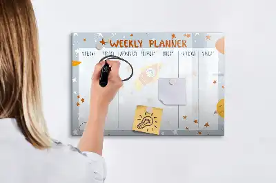 Magnetic weekly planner board with marker