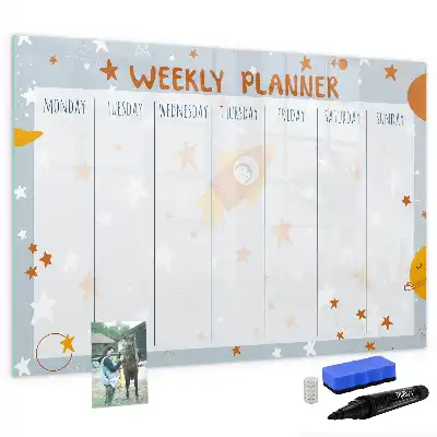 Magnetic weekly planner board with marker