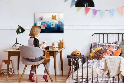 Magnetic marker board with watercolor wash design