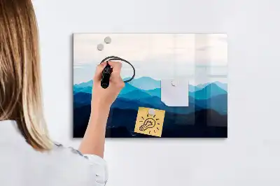 Magnetic marker board with watercolor wash design
