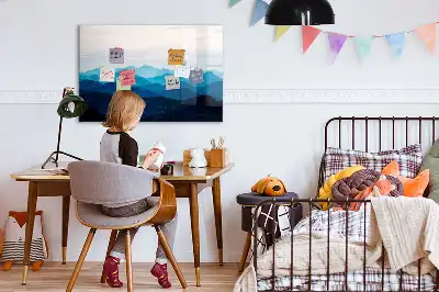 Magnetic marker board with watercolor wash design