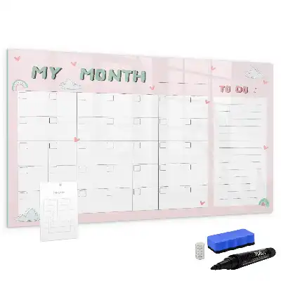 Magnetic glass dry erase board children's monthly planner
