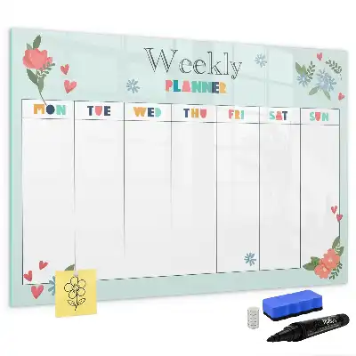 Magnetic marker board weekly planner