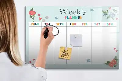 Magnetic marker board weekly planner