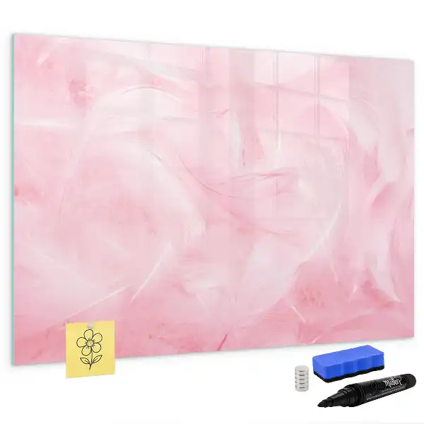 Magnetic glass dry erase board feather abstraction design
