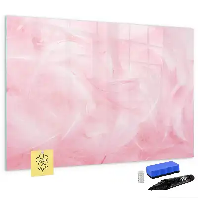 Magnetic glass dry erase board feather abstraction design