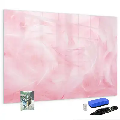 Magnetic glass dry erase board feather abstraction design